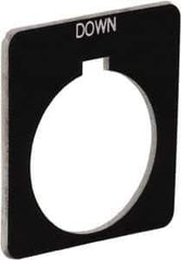Schneider Electric - Square, Plastic Legend Plate - Down - Black Background, White Letters, 1.22 Inch Hole Diameter, 1-3/4 Inch Square - Industrial Tool & Supply