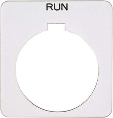 Schneider Electric - Square, Plastic Legend Plate - Run - White Background, Black Letters, 1.22 Inch Hole Diameter, 1-3/4 Inch Square - Industrial Tool & Supply