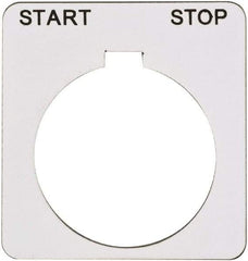 Schneider Electric - Square, Plastic Legend Plate - Start-Stop - White Background, Black Letters, 1.22 Inch Hole Diameter, 1-3/4 Inch Square - Industrial Tool & Supply