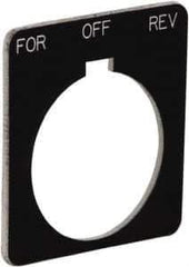 Schneider Electric - Square, Plastic Legend Plate - Forward-Off-Reverse - Black Background, White Letters, 1.22 Inch Hole Diameter, 1-3/4 Inch Square - Industrial Tool & Supply