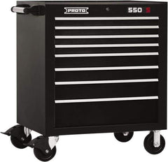 Proto - 8 Drawer Steel Tool Roller Cabinet - 34" Wide x 41" High x 25-1/4" Deep, Ball Bearing Drawer Slides, Black - Industrial Tool & Supply