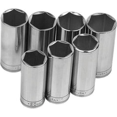 SK - 3/8" Drive Deep Socket Set - 7 to 19mm, Metric Measurement Standard - Industrial Tool & Supply