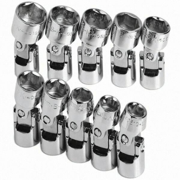 SK - 3/8" Drive Standard Socket Set - 10 to 19mm, Metric Measurement Standard - Industrial Tool & Supply