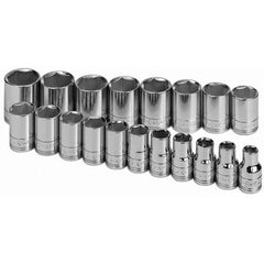 SK - 1/2" Drive Standard Socket Set - 10 to 28mm, Metric Measurement Standard - Industrial Tool & Supply