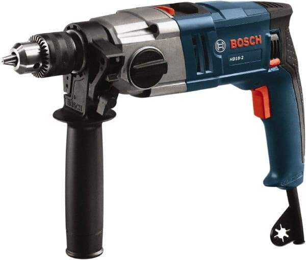 Bosch - 120 Volt 1/2" Keyed Chuck Electric Hammer Drill - 0 to 50,000 BPM, 0 to 1,200 RPM - Industrial Tool & Supply