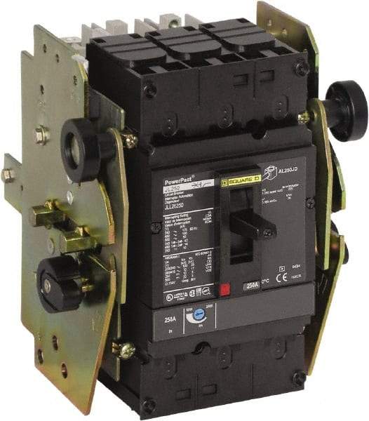Square D - 250 Amp, 250 VDC, 600 VAC, 3 Pole, Panel Mount Molded Case Circuit Breaker - Thermal Magnetic Trip, Multiple Breaking Capacity Ratings, 3/0 AWG - Industrial Tool & Supply