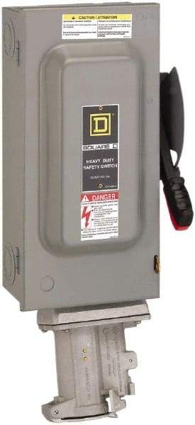 Square D - 60 Amp, 600 VAC, 3 Pole Nonfused Safety Switch - NEMA 1, 30 hp at 600 VAC (Single Phase), 60 hp at 600 VAC (Triple Phase) - Industrial Tool & Supply