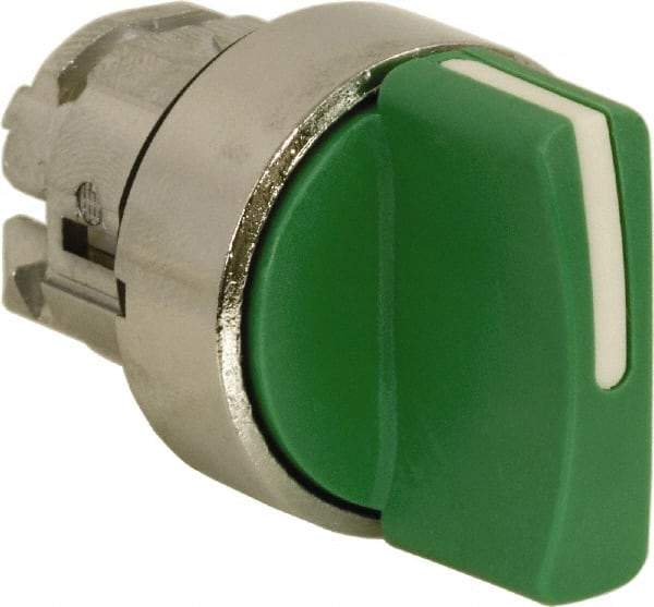 Schneider Electric - 22mm Mount Hole, 3 Position, Handle Operated, Selector Switch Only - Green, Momentary (MO), Nonilluminated, Shock, Vibration and Water Resistant - Industrial Tool & Supply