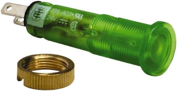 Schneider Electric - 24 V Green Lens LED Pilot Light - Quick Connect Tag Connector, 10mm Wide - Industrial Tool & Supply