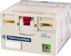 Schneider Electric - 3,750 VA Power Rating, Electromechanical Plug-in General Purpose Relay - 15 Amp at 250 VAC & 28 VDC, 4CO, 110 VDC - Industrial Tool & Supply