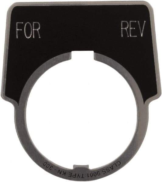 Schneider Electric - Aluminum Legend Plate - Forward-Reverse - Black Background, 30mm Hole Diameter, 1-3/4 Inch Wide - Industrial Tool & Supply
