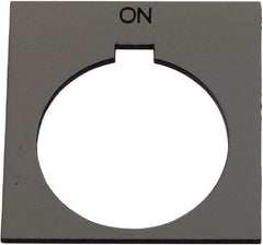 Schneider Electric - Square, Plastic Legend Plate - On - Silver Background, Black Letters, 1.2 Inch Hole Diameter, 1-3/4 Inch Square - Industrial Tool & Supply