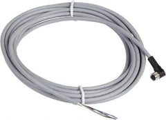 Telemecanique Sensors - 3 Amp, M8 4 Pin Elbowed Female Cordset Sensor and Receptacle - 60 VAC, 75 VDC, 5m Cable Length, IP67 Ingress Rating - Industrial Tool & Supply