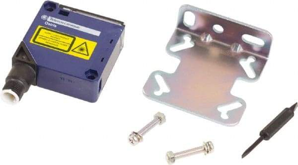 Telemecanique Sensors - M12 Connector, 1m Nominal Distance, Shock and Vibration Resistant, Diffused Photoelectric Sensor - 12 to 24 VDC, 250 Hz, Polycarbonate, 50mm Long x 18mm Wide x 50mm High - Industrial Tool & Supply