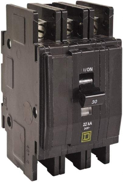 Square D - 15 Amp, 240 VAC, 3 Pole, Panel Mount Miniature Circuit Breaker - 14-2 AWG - Industrial Tool & Supply