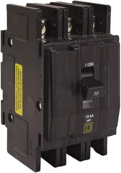 Square D - 20 Amp, 240 VAC, 3 Pole, DIN Rail Mounted, Flush Mount, Surface Mount Miniature Circuit Breaker - Thermal Magnetic Trip, 10 kA at 120/240 VAC Breaking Capacity, 14-2 (Aluminum), 14-2 (Copper) AWG, 74mm Deep x 103mm High x 19mm Wide - Industrial Tool & Supply