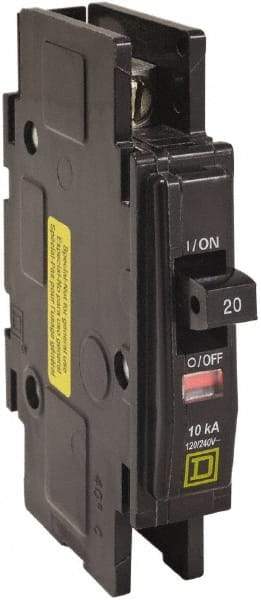Square D - 15 Amp, 120/240 VAC, 1 Pole, DIN Rail Mounted, Flush Mount, Surface Mount Miniature Circuit Breaker - Thermal Magnetic Trip, 10 kA at 120/240 VAC Breaking Capacity, 14-2 (Aluminum), 14-2 (Copper) AWG, 74mm Deep x 103mm High x 19mm Wide - Industrial Tool & Supply