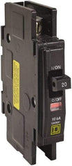 Square D - 15 Amp, 120/240 VAC, 1 Pole, DIN Rail Mounted, Flush Mount, Surface Mount Miniature Circuit Breaker - Thermal Magnetic Trip, 10 kA at 120/240 VAC Breaking Capacity, 14-2 (Aluminum), 14-2 (Copper) AWG, 74mm Deep x 103mm High x 19mm Wide - Industrial Tool & Supply