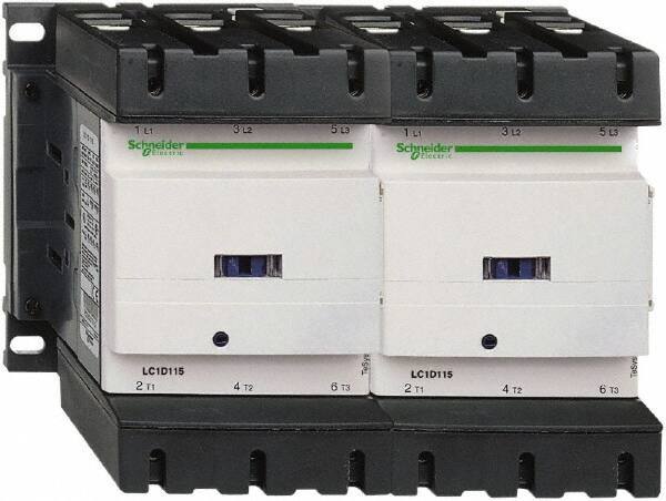 Schneider Electric - 3 Pole, 110 Coil VAC at 50/60 Hz, 115 Amp at 440 VAC, Reversible IEC Contactor - 3 Phase hp: 100 at 575/600 VAC, 30 at 200/208 VAC, 40 at 230/240 VAC, 75 at 460/480 VAC - Industrial Tool & Supply