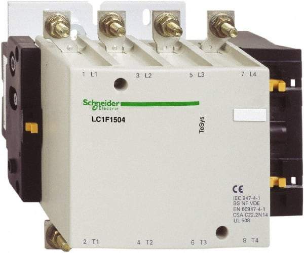 Schneider Electric - 4 Pole, 24 Coil VDC, 250 Amp at 440 VAC, Nonreversible IEC Contactor - Bureau Veritas, CCC, CSA, DNV, EN/IEC 60947-1, EN/IEC 60947-4-1, GL, JEM 1038, LROS, RINA, RMRoS, RoHS Compliant, UL Listed - Industrial Tool & Supply