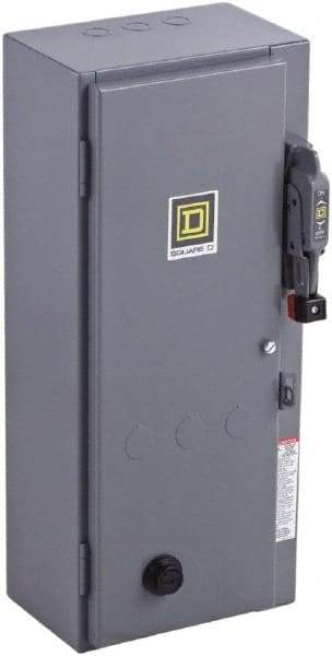 Square D - 3 Pole, 600 VAC, 27 Continuous Amp, 10 hp, Enclosed NEMA Combination Starter - NEMA 1, 30 Amp Short Circuit Protection - Industrial Tool & Supply