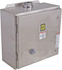 Square D - 110 Coil VAC at 50 Hz, 120 Coil VAC at 60 Hz, 27 Amp, NEMA Size 1, Reversible Enclosed Enclosure NEMA Motor Starter - 3 Phase hp: 10 at 460 VAC, 10 at 575 VAC, 7-1/2 at 200 VAC, 7-1/2 at 230 VAC, 4x Enclosure Rating - Industrial Tool & Supply