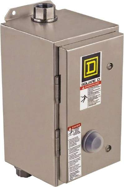 Square D - 120 Coil VAC at 60 Hz, 208 Coil VAC at 60 Hz, 18 Amp, Nonreversible Enclosed Enclosure NEMA Motor Starter - 3 Phase hp: 3 at 200 VAC, 3 at 230 VAC, 5 at 460 VAC, 5 at 575 VAC, 4x Enclosure Rating - Industrial Tool & Supply