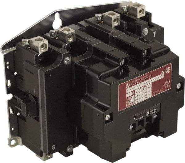 Square D - No Enclosure, 4 Pole, Electrically Held Lighting Contactor - 100 A (Tungsten), 220 VAC at 50 Hz, 240 VAC at 60 Hz - Industrial Tool & Supply