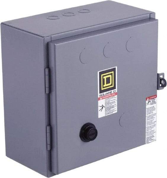 Square D - 220 Coil VAC at 50 Hz, 240 Coil VAC at 60 Hz, 27 Amp, NEMA Size 1, Reversible Enclosed Enclosure NEMA Motor Starter - 7-1/2 hp at 1 Phase, 1 Enclosure Rating - Industrial Tool & Supply