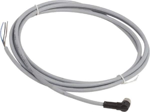 Telemecanique Sensors - 3 Amp, M8 4 Pin Elbowed Female Cordset Sensor and Receptacle - 60 VAC, 75 VDC, 2m Cable Length, IP67 Ingress Rating - Industrial Tool & Supply