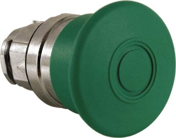 Schneider Electric - 22mm Mount Hole, Extended Mushroom Head, Pushbutton Switch Only - Round, Green Pushbutton, Nonilluminated, Maintained (MA) - Industrial Tool & Supply