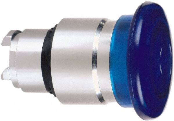 Schneider Electric - 22mm Mount Hole, Extended Mushroom Head, Pushbutton Switch Only - Round, Blue Pushbutton, Nonilluminated, Maintained (MA) - Industrial Tool & Supply