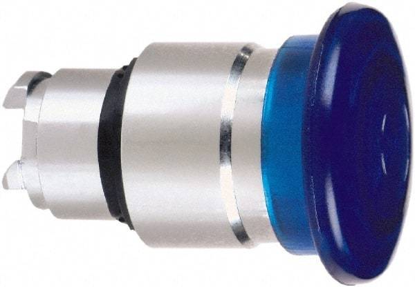 Schneider Electric - 22mm Mount Hole, Extended Mushroom Head, Pushbutton Switch Only - Round, Blue Pushbutton, Nonilluminated, Momentary (MO) - Industrial Tool & Supply