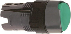 Schneider Electric - 16mm Mount Hole, Flush, Pushbutton Switch Only - Round, Green Pushbutton, Nonilluminated, Momentary (MO), Vibration Resistant - Industrial Tool & Supply