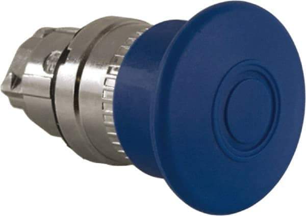 Schneider Electric - 22mm Mount Hole, Extended Mushroom Head, Pushbutton Switch Only - Round, Blue Pushbutton, Nonilluminated, Maintained (MA) - Industrial Tool & Supply