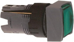 Schneider Electric - 16mm Mount Hole, Flush, Pushbutton Switch Only - Square, Green Pushbutton, Illuminated, Momentary (MO), Vibration Resistant - Industrial Tool & Supply