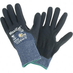 ATG - Size M, ANSI Cut Lvl A3, Cut Resistant Gloves - Palm, Fingers & Knuckles Coated, Blue/Black - Industrial Tool & Supply