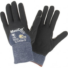 ATG - Size L, ANSI Cut Lvl A3, Cut Resistant Gloves - Palm, Fingers & Knuckles Coated, Blue/Black - Industrial Tool & Supply