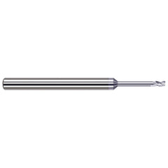 Corner Radius End Mill: 0.078″ Dia, 0.118″ LOC, 0.005″ Radius, 3 Flutes, Solid Carbide 2-1/2″ OAL, 1/8″ Shank Dia, 42 ° Helix, TiB2 Coated, Corner Radius End