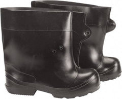 Winter Walking - Men's 6-7 (Women's 8-9) Traction Overboots - 10" High, Plain Toe, Cleated Sole, PVC Upper, Black - Industrial Tool & Supply