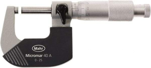 Mahr - 75 to 100mm Range, 0.01mm Graduation, Mechanical Outside Micrometer - Ratchet Stop Thimble - Industrial Tool & Supply