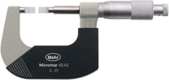 Mahr - 0" to 1" Mechanical Satin Chrome Coated Blade Micrometer - 0.0001" Graduation, 0.031" Blade Thickness, Ratchet Thimble, Rotating Spindle - Industrial Tool & Supply