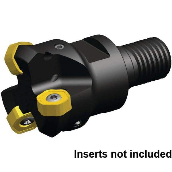 Kennametal - 45° Lead Angle, 40.17mm Max Cut Diam, 32mm Min Cut Diam, 3.23mm Max Depth of Cut, Indexable Chamfer and Angle End Mill - 3 Inserts, HNGJ0604ANENLD Insert Style, 64.5mm Overall Length, Through Coolant, Straight Shank, 90° Included Angle - Industrial Tool & Supply