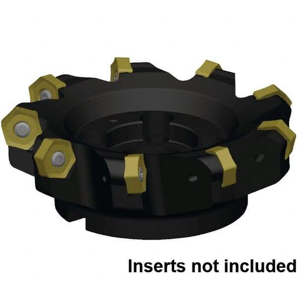 Kennametal - 10 Inserts, 200mm Cut Diam, 60mm Arbor Diam, 8mm Max Depth of Cut, Indexable Square-Shoulder Face Mill - 45° Lead Angle, 63mm High, HNPJ130720ANSNGD Insert Compatibility, Through Coolant, Series Dodeka MAX - Industrial Tool & Supply