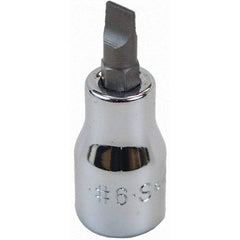 SK - Screwdriver & Drag Link Sockets - 3/8"DR #6 CHRM SLOTTED SCRDRVR SCKT BIT - Industrial Tool & Supply