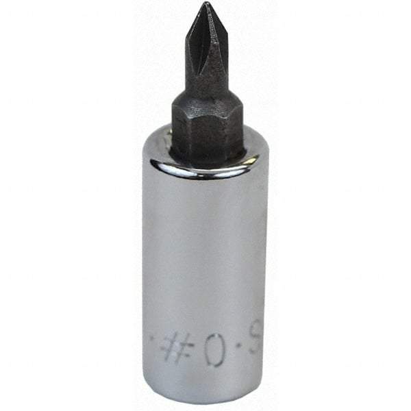 SK - Screwdriver & Drag Link Sockets - 3/8"DR #0 CHRM PHILLIPS SCRDRVR SCKT BIT - Industrial Tool & Supply