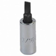 SK - Screwdriver & Drag Link Sockets - 3/8"DR 3/16" CHRM SLOTTED SCRDRVR SCKT BIT - Industrial Tool & Supply