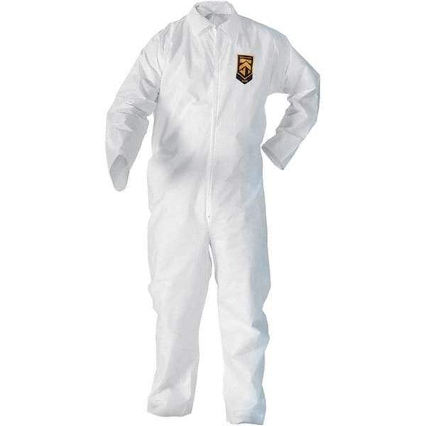 KleenGuard - Size 4XL SMS General Purpose Coveralls - White, Zipper Closure, Elastic Cuffs, Elastic Ankles, Seamless - Industrial Tool & Supply