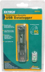 Extech - -40 to 158°F, 0 to 100% Humidity Range, Temp Recorder - 4 Inch Long Probe - Industrial Tool & Supply