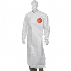 Dupont - 12 mil Thick Disposable & Chemical Resistant Apron - 52"ELAS WAIST 12/PK TYCHEM4000 SLEEVED APRON - Industrial Tool & Supply